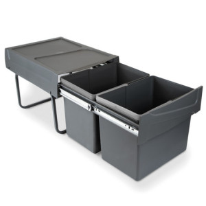 Kit di contenitori per la raccolta differenziata per cassetti da cucina Recycle Altezza Recycle 266 mm, 1x15 lt, 2x7 lt, G