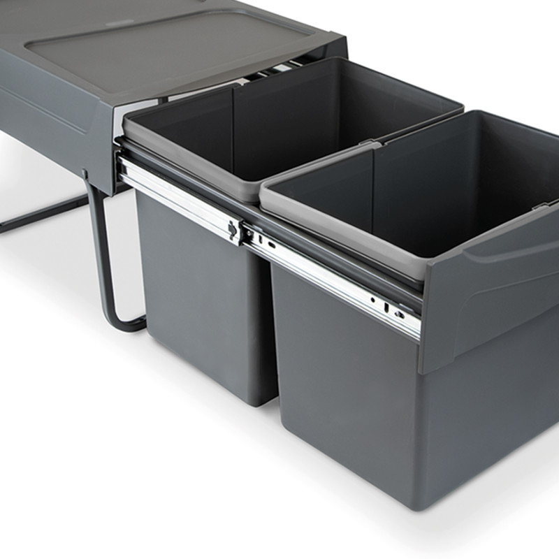 Kit di contenitori per la raccolta differenziata per cassetti da cucina Recycle Altezza Recycle 266 mm, 1x15 lt, 2x7 lt, G