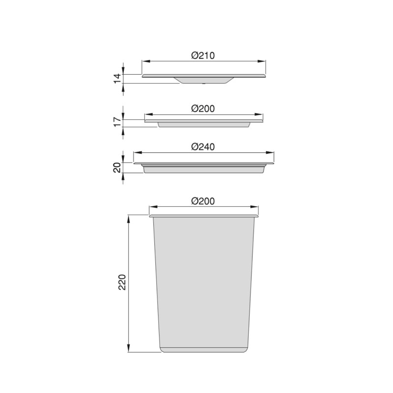 Kit di contenitori per la raccolta differenziata per cassetti da cucina Recycle Altezza Recycle 266 mm, 2x15 lt, 2x7 lt, G