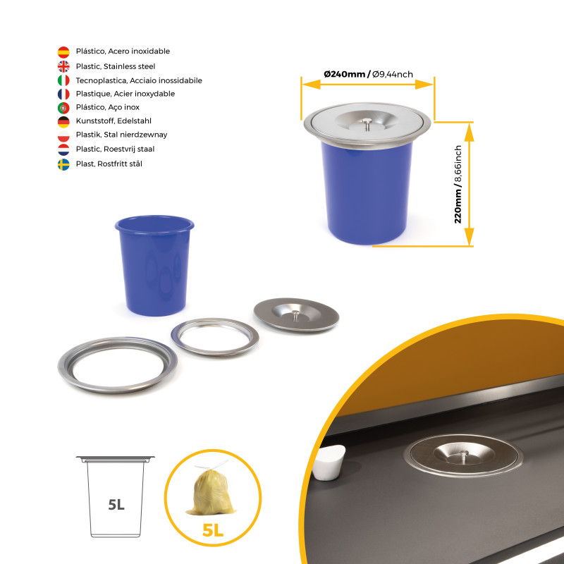 Kit di contenitori per la raccolta differenziata per cassetti da cucina Recycle Altezza Recycle 266 mm, 2x15 lt, 2x7 lt, G