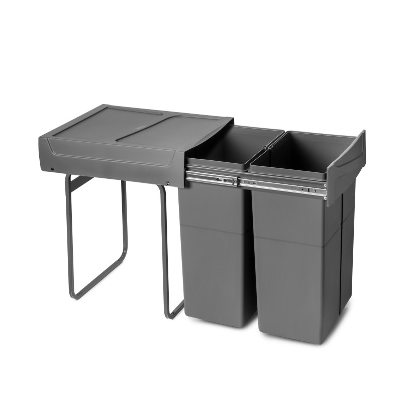 Contenitore per mobili Recycle da agganciare all'anta, 1 contenitore estraibile da 15 lt, Grigio antracite, Tecnoplastica