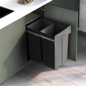 Zoom Contenitore per mobili Recycle da agganciare all'anta, 1 contenitore estraibile da 15 lt, Grigio antracite, Tecnoplastica