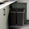 Contenitore per mobili Recycle da agganciare all'anta, 1 contenitore estraibile da 15 lt, Grigio antracite, Tecnoplastica