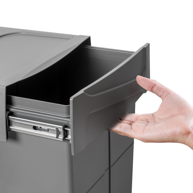 Contenitore per mobili Recycle da agganciare all'anta, 1 contenitore estraibile da 15 lt, Grigio antracite, Tecnoplastica