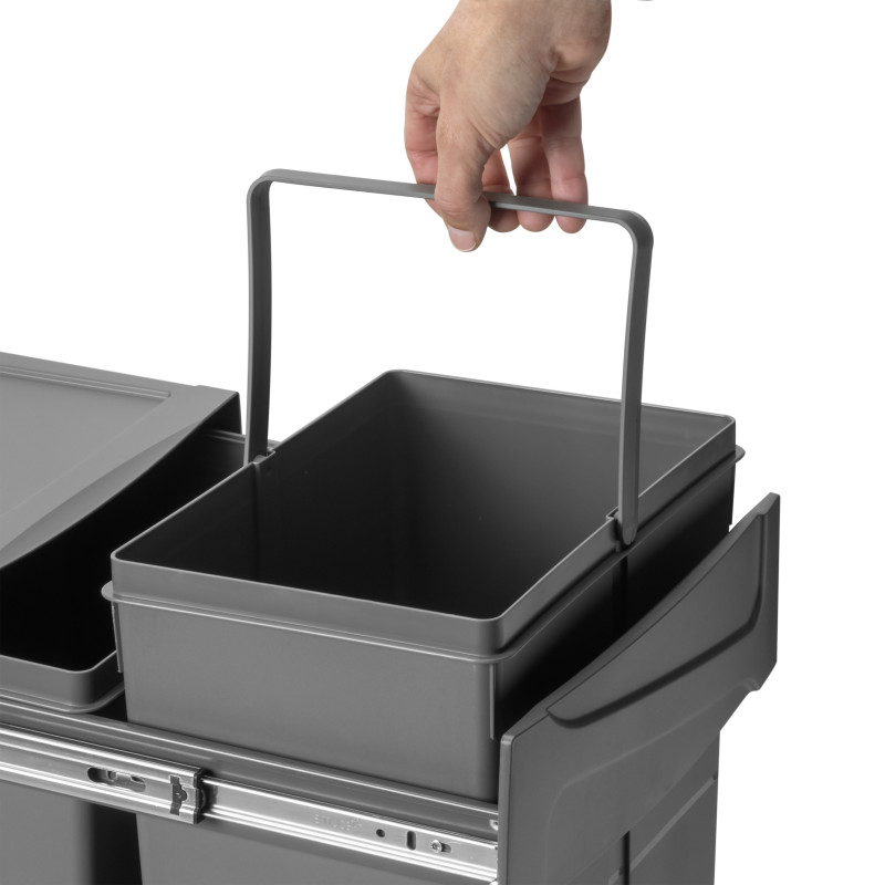 Contenitore per mobili Recycle da agganciare all'anta, 1 contenitore estraibile da 15 lt, Grigio antracite, Tecnoplastica