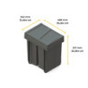 Contenitore per mobili Recycle da agganciare all'anta, 1 contenitore estraibile da 15 lt, Grigio antracite, Tecnoplastica