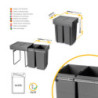 Contenitore per mobili Recycle da agganciare all'anta, 1 contenitore estraibile da 15 lt, Grigio antracite, Tecnoplastica