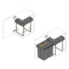 Contenitore per mobili Recycle da agganciare all'anta, 1 contenitore estraibile da 15 lt, Grigio antracite, Tecnoplastica