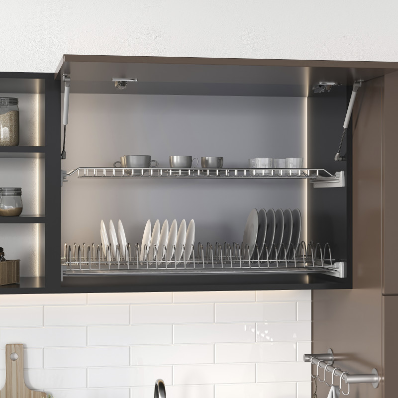 Contenitore per la raccolta differenziata da montare sul fondo ed estraibile manualmente in cucina 2x15lt, Grigio antracit