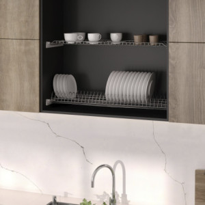 Zoom Recycle, contenitore per rifiuti da incasso per il spessore di lavoro della cucina, 1 tazza estraibile da 5 lt, Acciaio