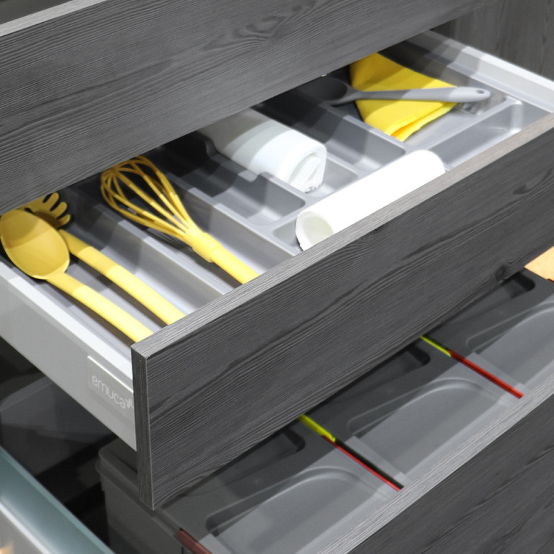 Contenitori per cassetti da cucina Recycle con coperchio anti-odore, Altezza 266, 1x15 lt, Grigio antracite Tecnoplastica