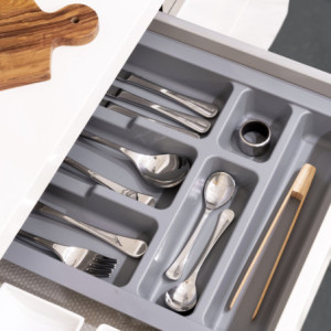 Zoom Contenitori per cassetti da cucina Recycle con coperchio anti-odore, Altezza 266, 2x15 lt, 2x7 lt, Grigio antracite Tecnop