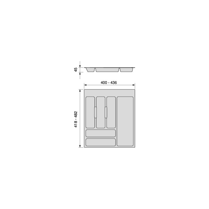 Contenitori per cassetti da cucina Recycle con coperchio anti-odore, Altezza 266, 3x15 lt, 2x7 lt, Grigio antracite Tecnop