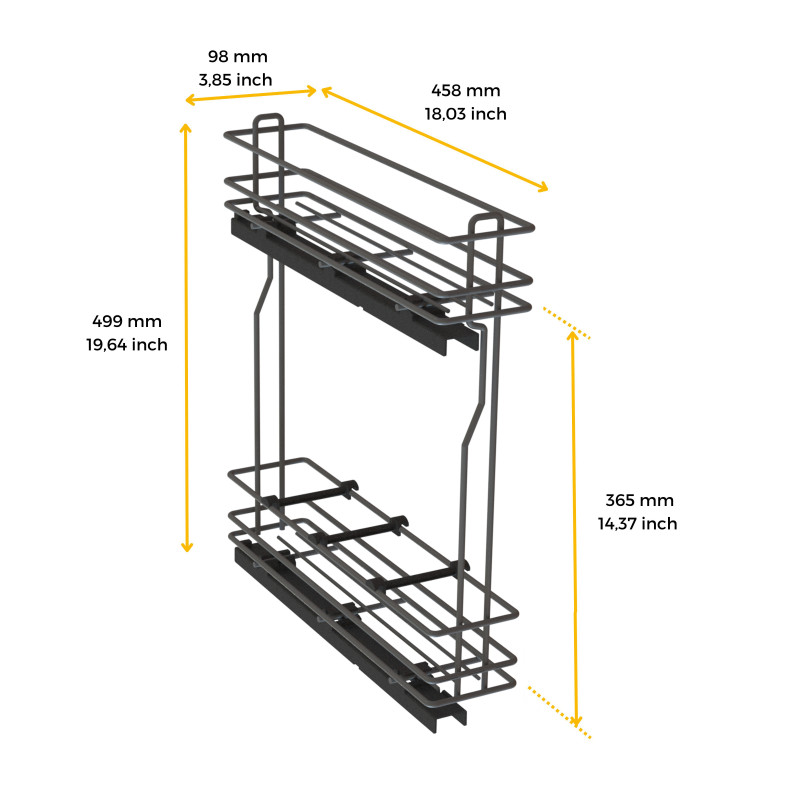 Portaposate Optima Vertex 900mm Emuca tecnoplastica grigio antracite