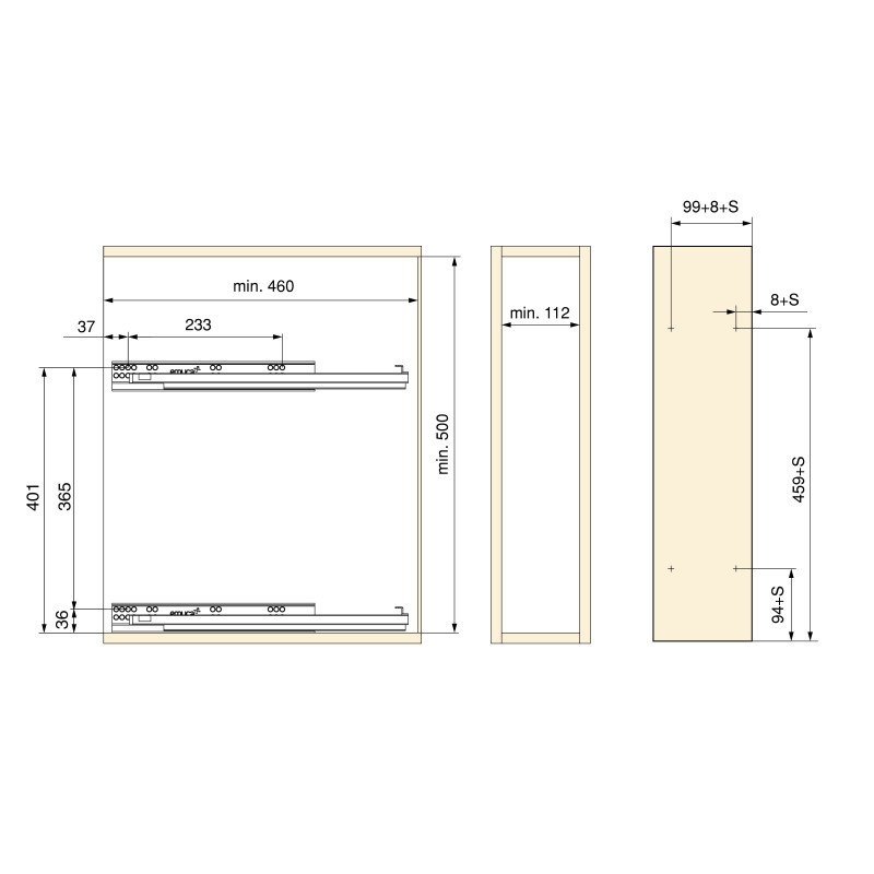 Portaposate Optima Vertex 900mm Emuca tecnoplastica grigio antracite