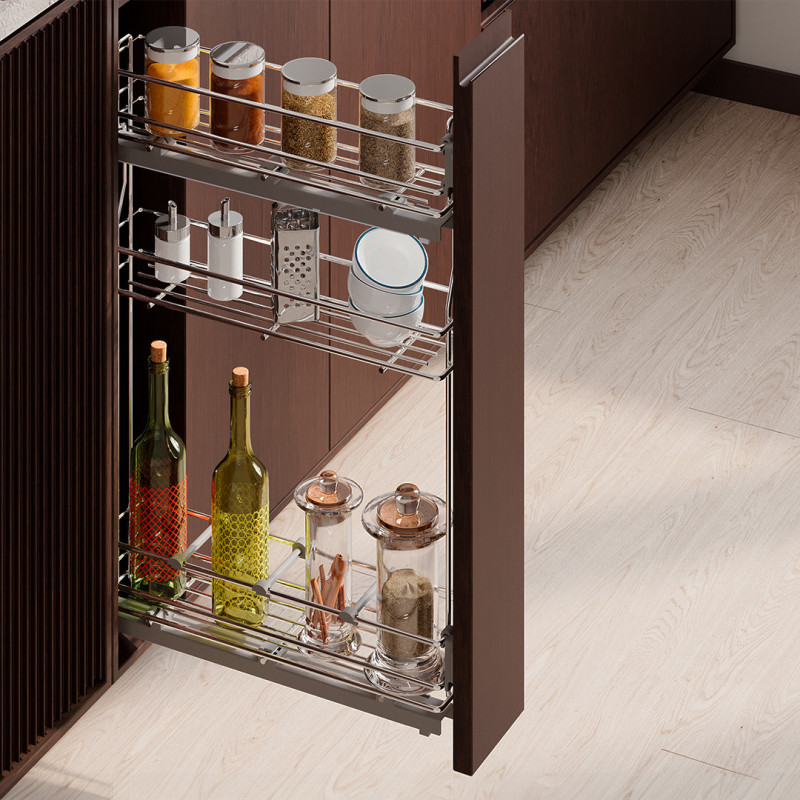 Portabottiglie laterale Supra 150mm Emuca acciaio alluminio cucina