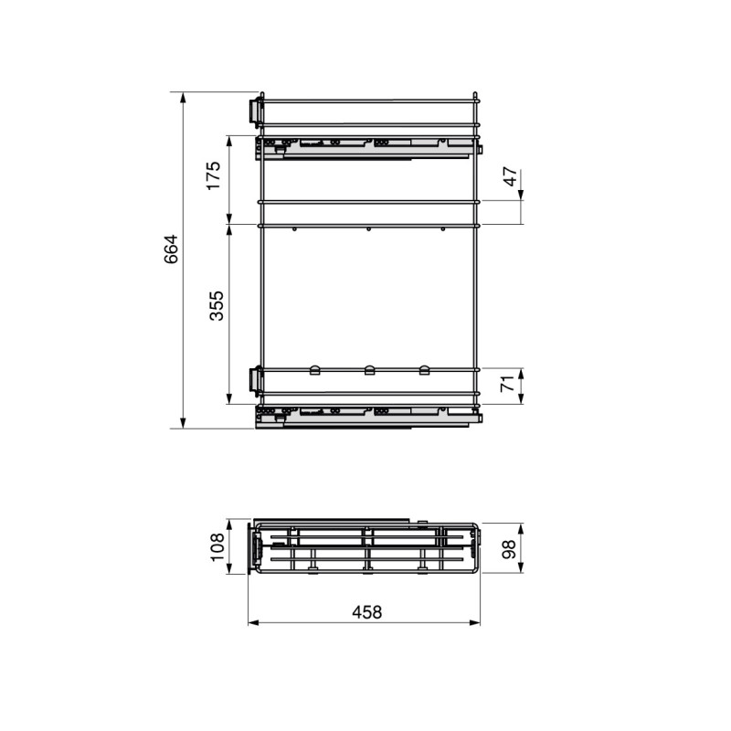 Portabottiglie laterale Supra 150mm Emuca acciaio alluminio cucina