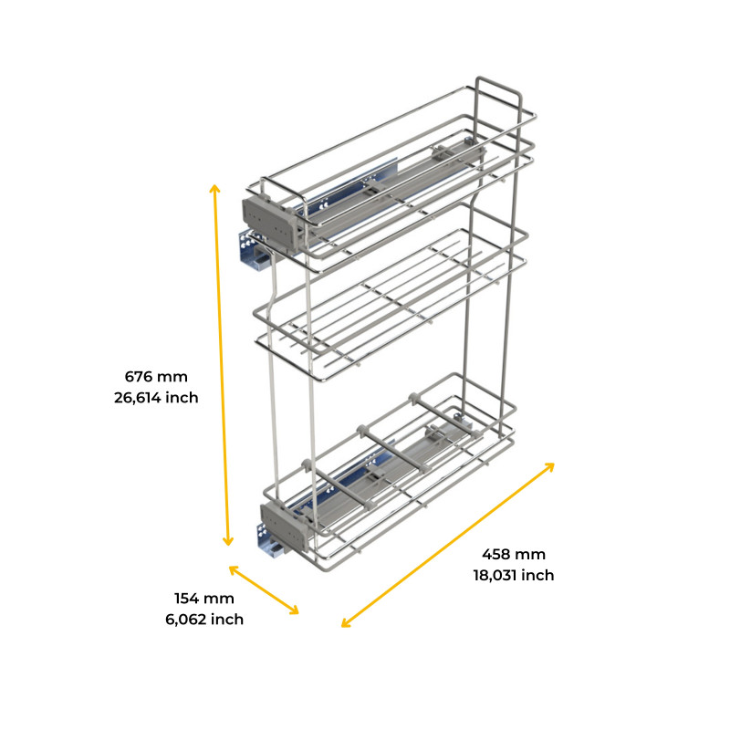 Portabottiglie estraibile Supramax 150mm Emuca acciaio cromato cucina