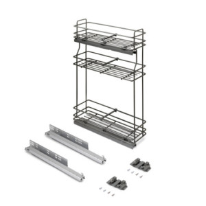 TitaneMax portabottiglie laterale estraibile con chiusura soft, modulo 150 mm, Acciaio, Grigio antracite