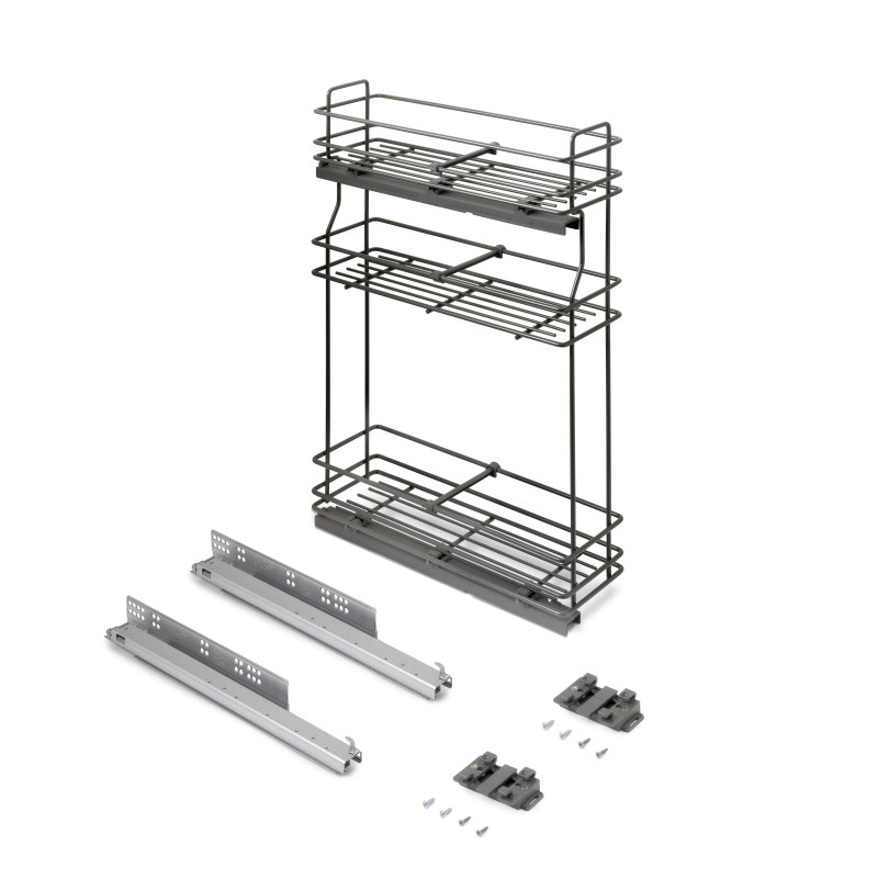 TitaneMax portabottiglie laterale estraibile con chiusura soft, modulo 150 mm, Acciaio, Grigio antracite