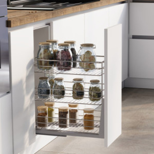 Zoom SupraMax portabottiglie laterale estraibile SupraMax con chiusura soft, modulo 200 mm, Acciaio, Cromato lucido