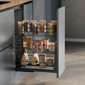 Zoom Portabottiglie laterale estraibile TitaneMax con chiusura soft, modulo 200 mm, Acciaio, Grigio antracite