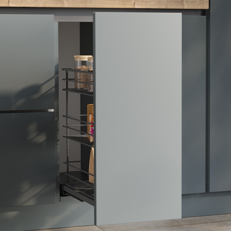 Portabottiglie estraibile Titanemax 200mm Emuca acciaio grigio cucina