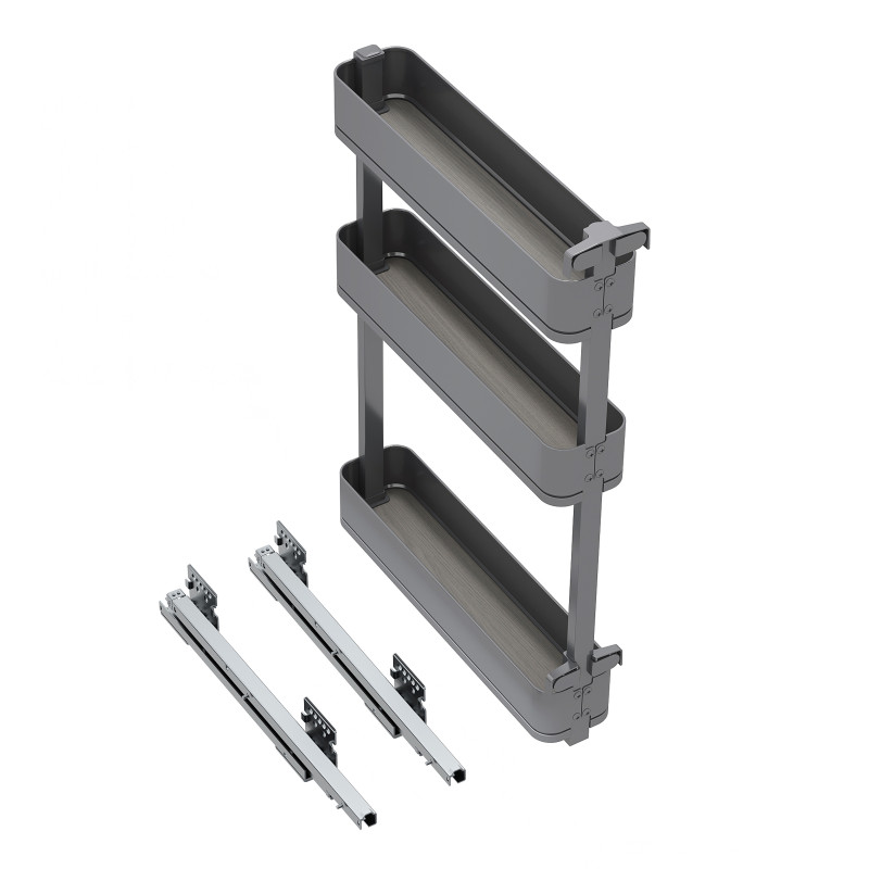 Carrello estraibile Titane 400mm Emuca acciaio grigio antracite cucina
