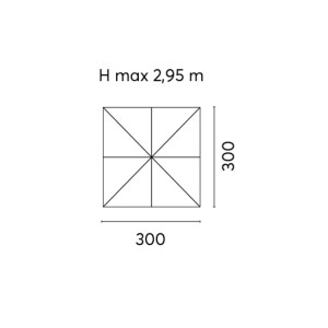 Zoom Ombrellone 3X3 Legno Extra Poliestere Grigio Moia