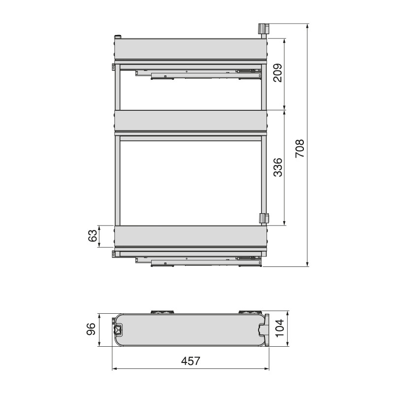 Carrello estraibile Titane 400mm Emuca acciaio grigio antracite cucina