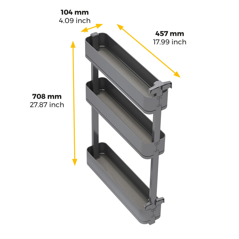 Carrello estraibile Titane 400mm Emuca acciaio grigio antracite cucina
