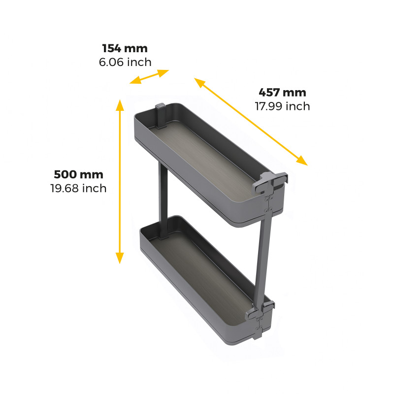 Carrello estraibile Supra 300mm Emuca con cestelli e porta pane acciaio