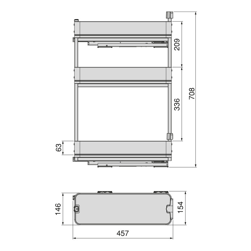Carrello estraibile Titane 300mm Emuca cestelli e carrello pane grigio