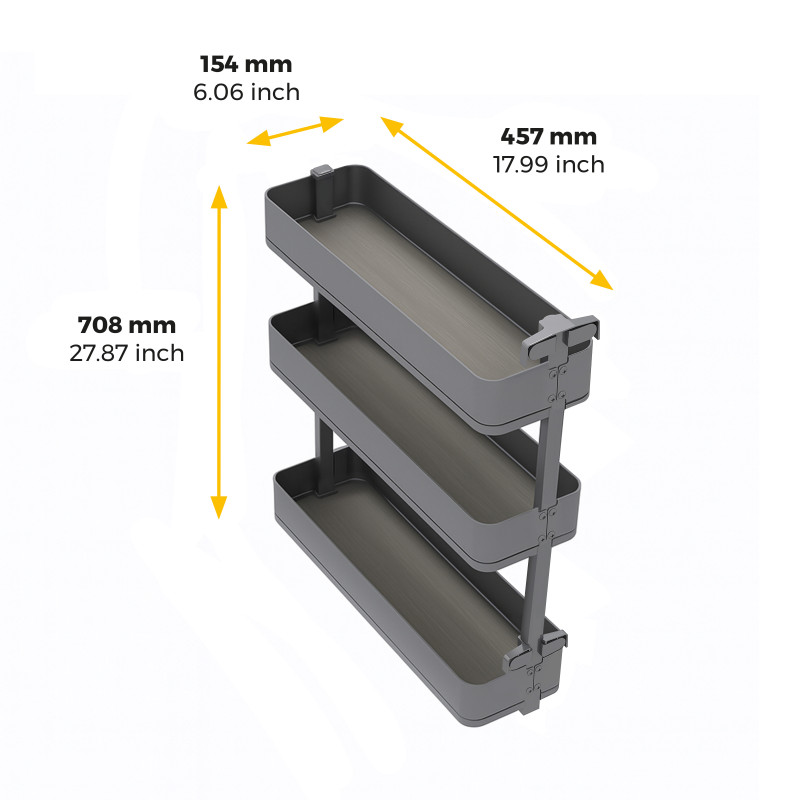 Carrello estraibile Titane 300mm Emuca cestelli e carrello pane grigio