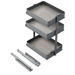 Portabottiglie estraibile Harmony 150mm Emuca acciaio legno grigio