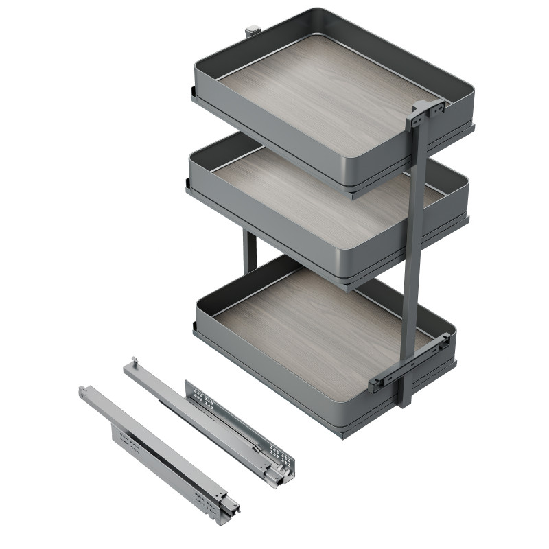 Portabottiglie estraibile Harmony 150mm Emuca acciaio legno grigio