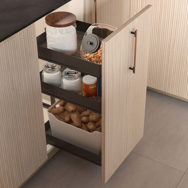 Portabottiglie estraibile Harmony 150mm Emuca acciaio legno grigio