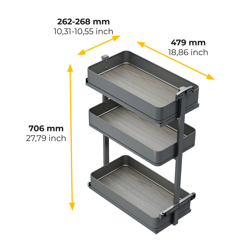 Portabottiglie estraibile Titane Simplex 200mm grigio antracite cucina