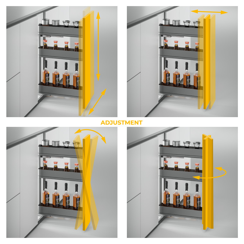 Portabottiglie estraibile Harmony 150mm Emuca acciaio legno grigio