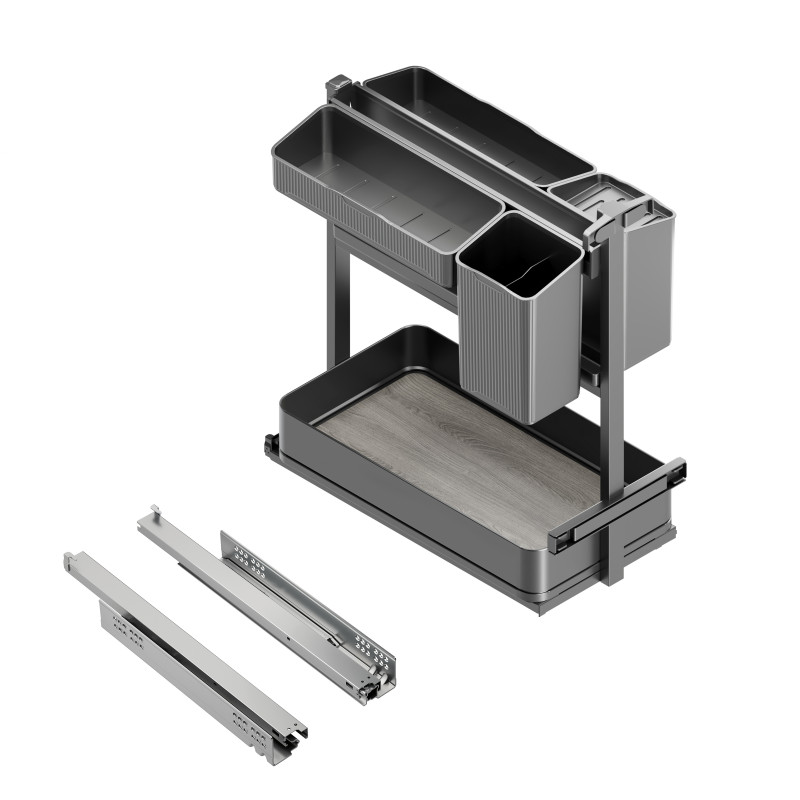 Portabottiglie estraibile Harmony 200mm Emuca acciaio legno grigio
