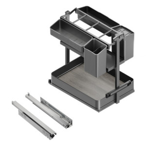 Portabottiglie estraibile Harmony 200mm Emuca acciaio legno grigio