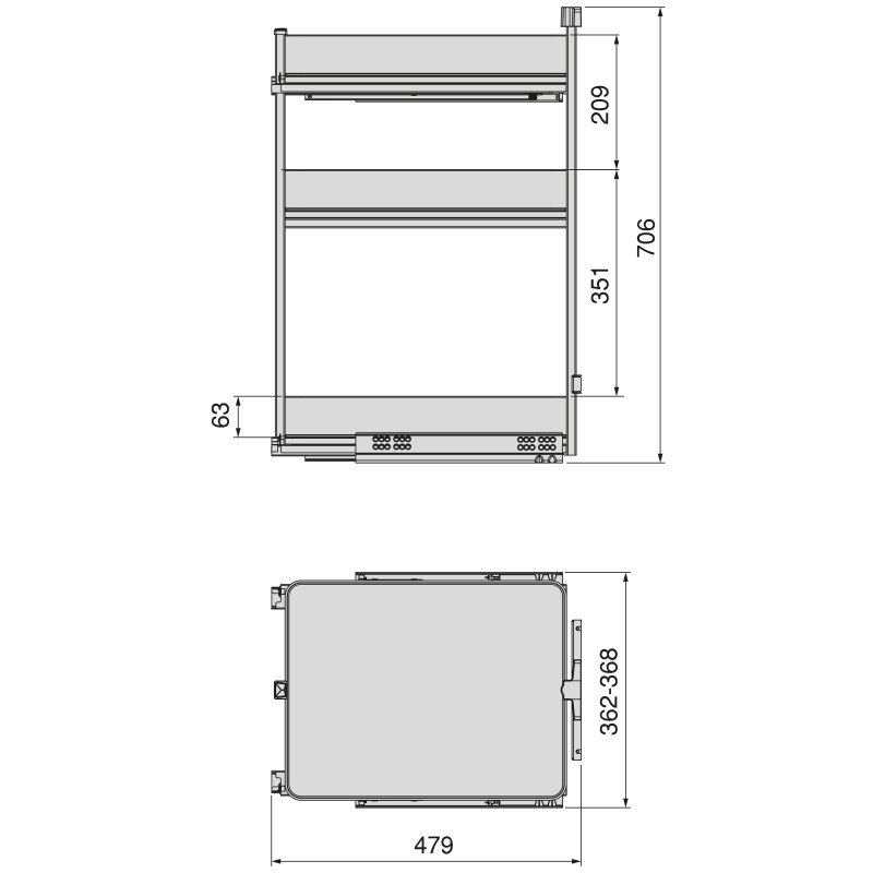 Portabottiglie estraibile Harmony 150mm Emuca acciaio legno grigio