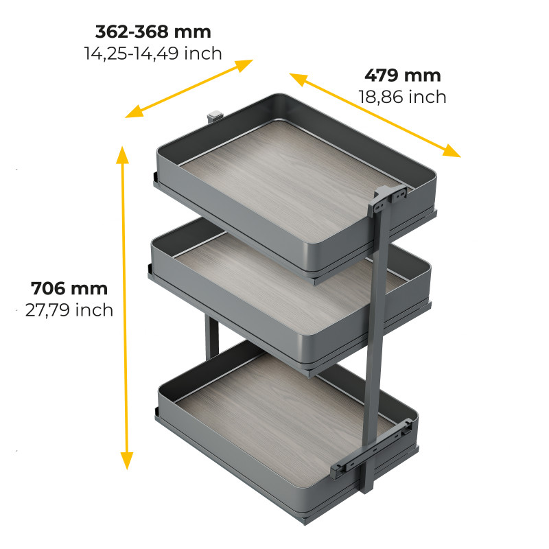 Portabottiglie estraibile Harmony 150mm Emuca acciaio legno grigio