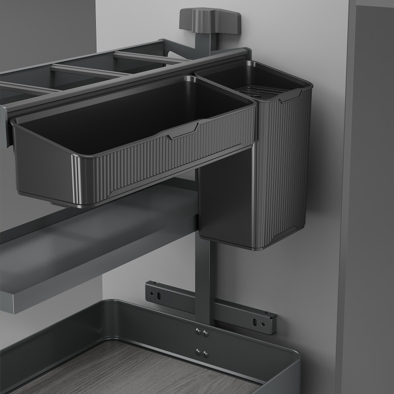 Portabottiglie estraibile Harmony 200mm Emuca acciaio legno grigio