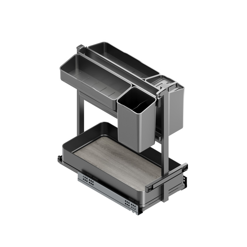 Portabottiglie estraibile Harmony 200mm Emuca acciaio legno grigio