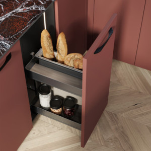 Zoom Carrello estraibile Harmony con chiusura soft, Modulo larghezza 300mm altezza 700mm, Acciaio e Legno, Grigio antracite