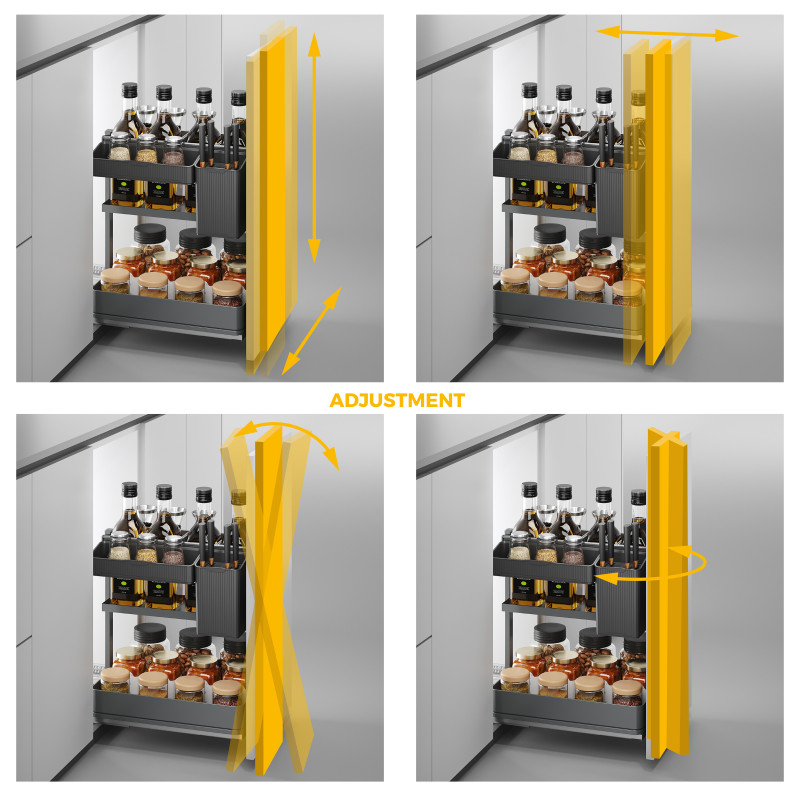 Portabottiglie estraibile Harmony 200mm Emuca acciaio legno grigio