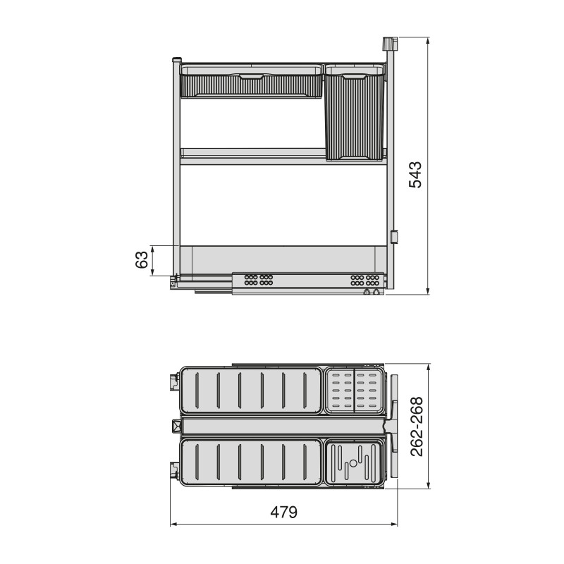 Portabottiglie estraibile Harmony 200mm Emuca acciaio legno grigio