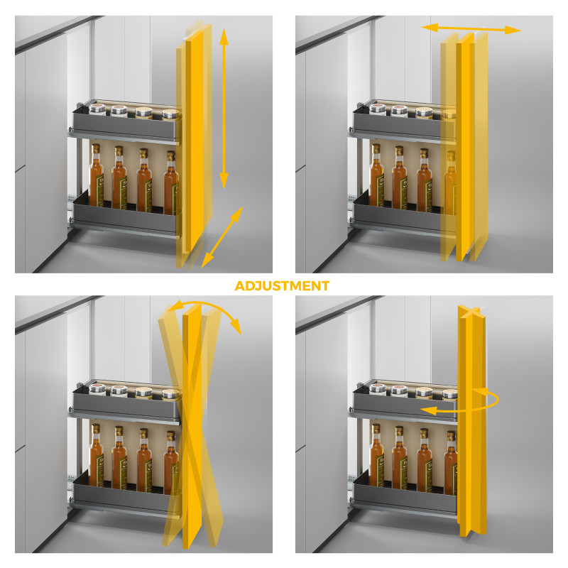 Carrello estraibile Harmony 300mm Emuca acciaio legno grigio cucina