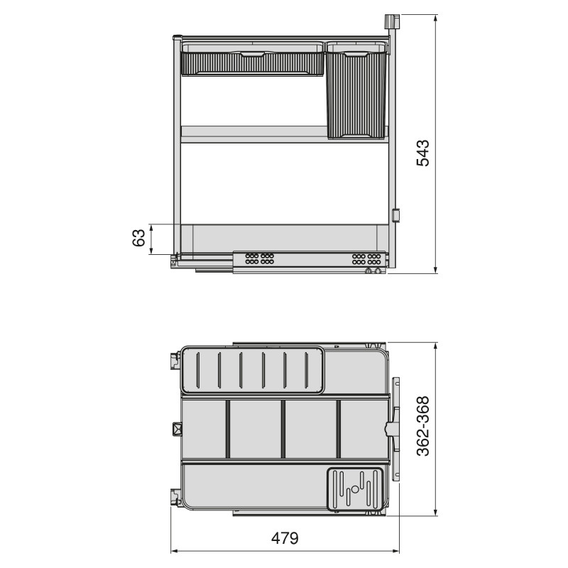 Portabottiglie estraibile Harmony 200mm Emuca acciaio legno grigio